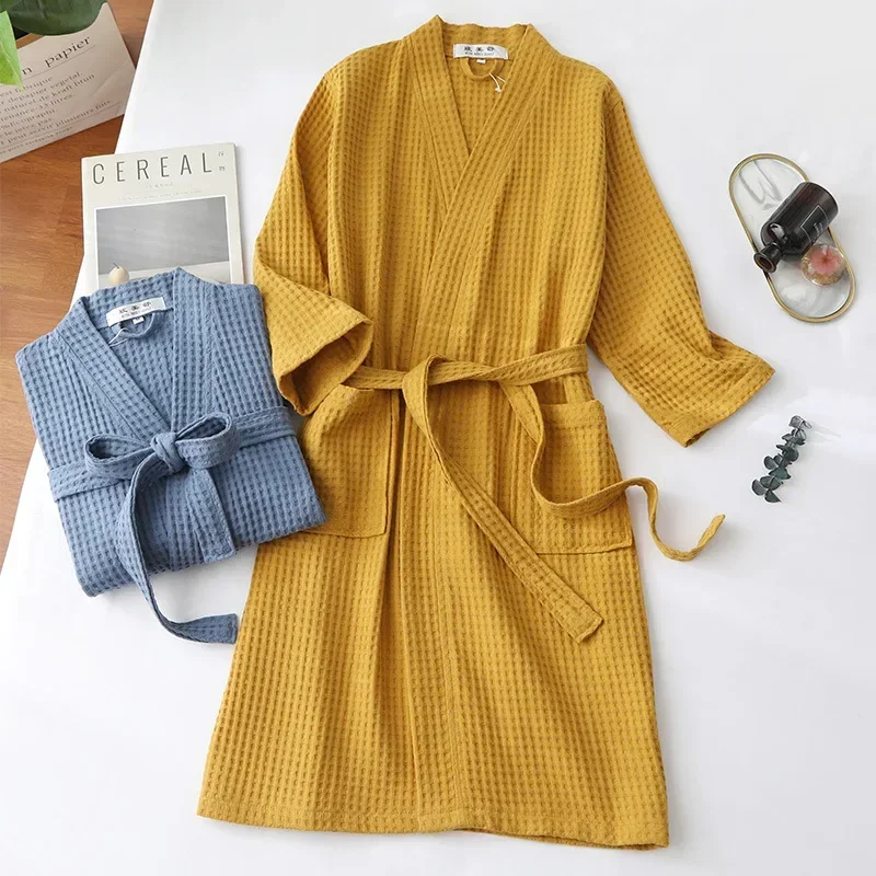 Men Women Cotton Terry Bathrobe Suck Water Towel Sleepwear Spa Hotel Long Bath Robe Kimono Plus Size Dressing Gown Lovers