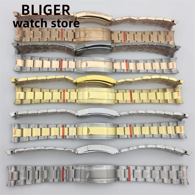 BLIGER Watch Accessories 20mm Solid Stainless Steel OYSTER Strap Sliding Lock for  Subamriner Daytona GMT 36/39/40mm case