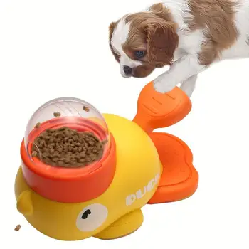1 Yellow Duck Shaped Interactive Dog Educational Push-toy, Manual Counting Dog Toy, Dog Food Dispenser, Durable Plastic Dog Toy