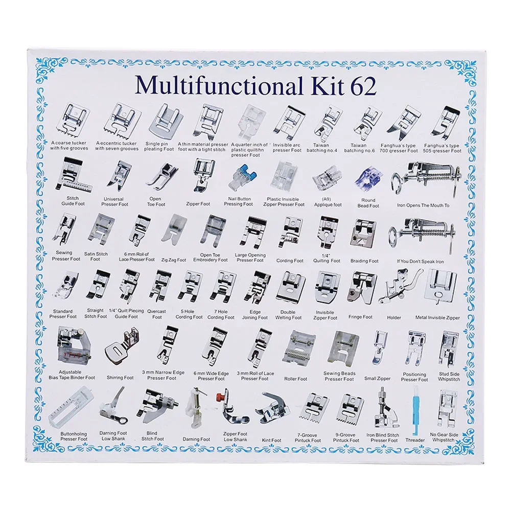 Sewing Supplies Sewing Machine Presser Foot 11-82pcs/Set Press For Brother Singer Kit Braiding Blind Stitch OverLock Zipper Ruler Parts
