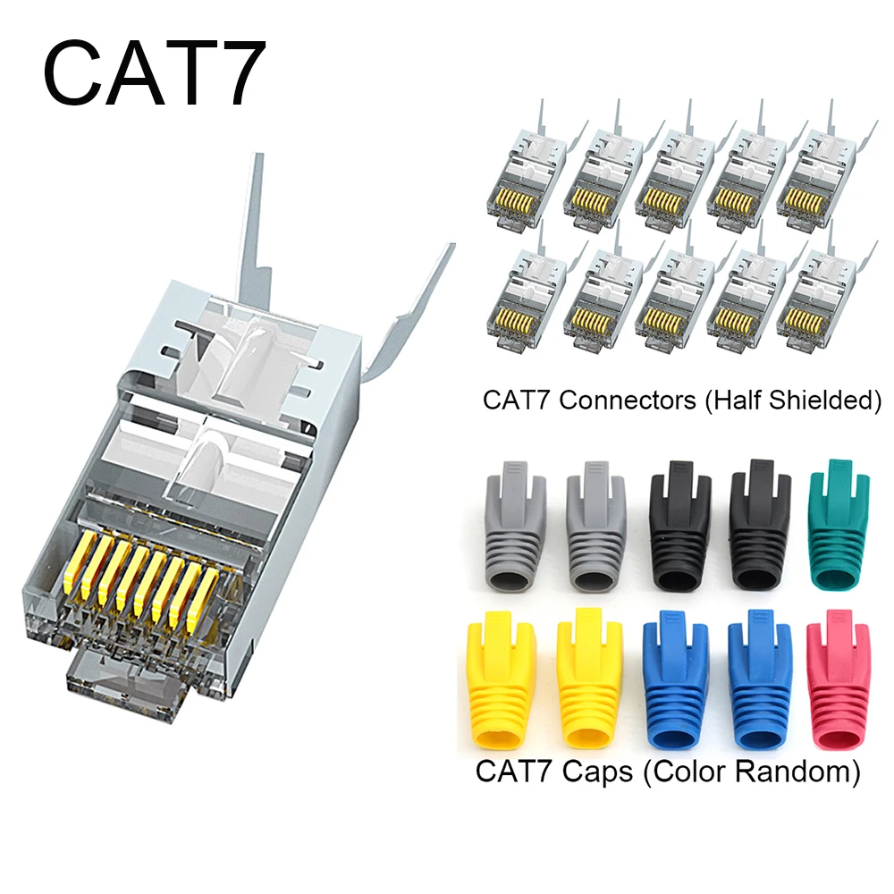 

xintylink cat7 rj45 connector rj 45 ethernet cable plug cat6a 8P8C stp shielded cat.7 cat.6a network jack modular 10/50/100pcs