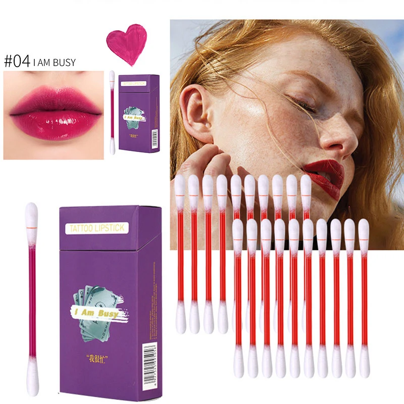 

HEALLOR New Dyed Lip Glaze Cotton Swab Lipsticks Waterproof Makeup Long Lasting Lip Gloss Durable Lip Stain Set for Women