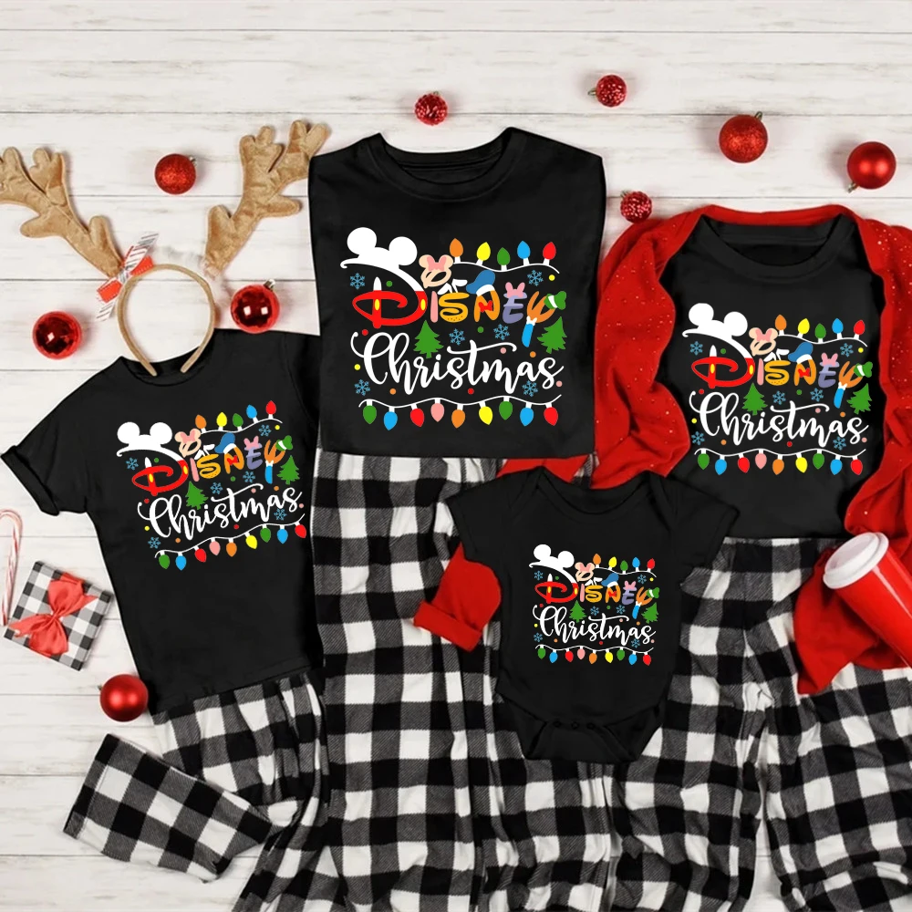 thumbnail image 2 of Nuevas camisetas navideñas de Disney, camisetas de algodón a juego para papá y mamá, camisetas para niños, mamelucos para bebés, camisetas divertidas para fiestas navideñas de Disney, conjuntos de apa, 2 of 5