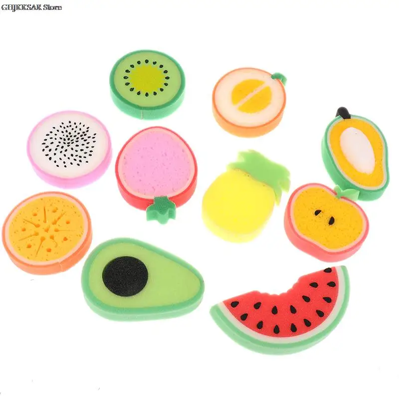 Cute Bath Sponge Fruit Shaped Body Cleaning Sponge Cartoon Bath Sponge Bathroom Supplies Shower Brush Bath Tools For Kids Adult images - 6