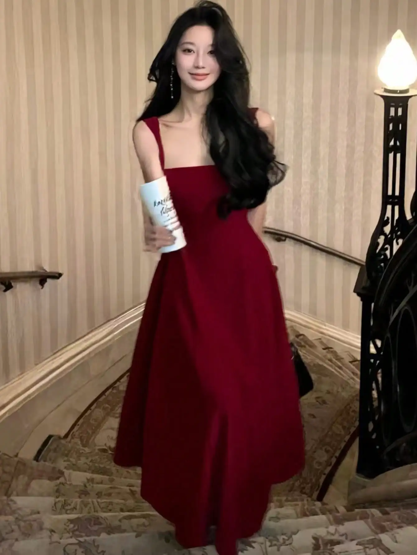 2025 Summer Solid Midi Dress Women French Elegant Holiday