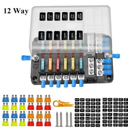Versatile 12 - Way Blade Fuse Box Holder for Automotive and Marine Applications (12 WAY Plus)