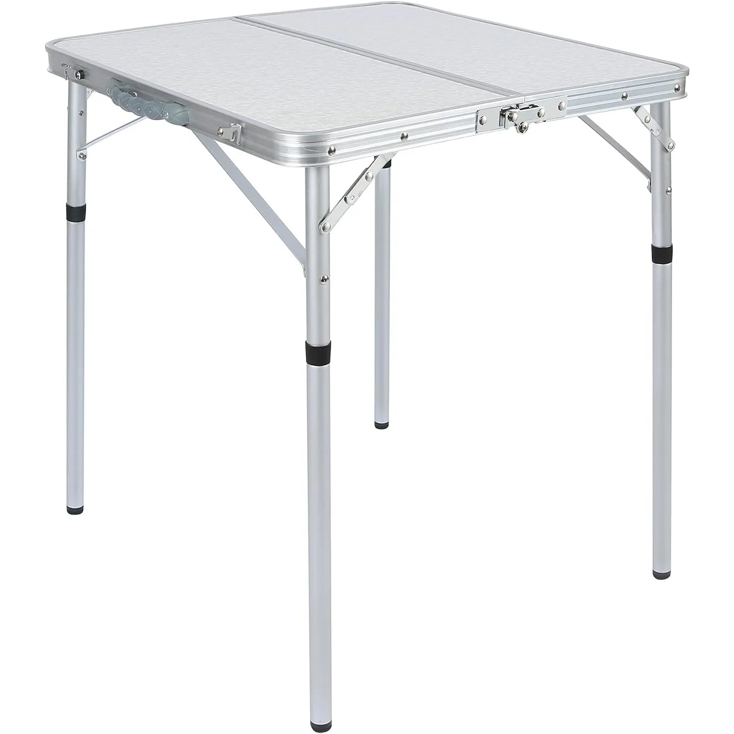 

REDCAMP Small Square Folding Table 2 Foot, Portable Aluminum Camping Table Adjustable Height Lightweight for Picnic Beach