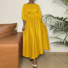 

VONDA 2022 Women Prom Dress Summer Round Neck Dress Bohemian Sundress Casaul Solid Color Vestido Beach Sundress Femininas Robe