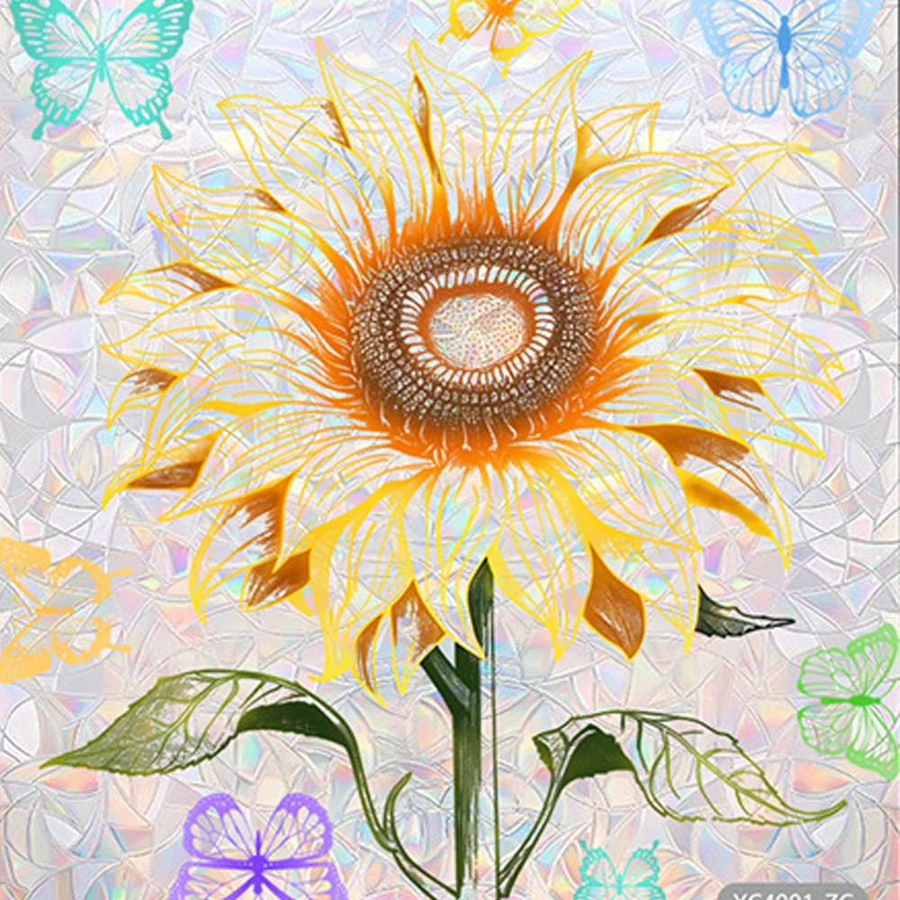 Big Sunflower Butterfly Suncatcher Decals Rainbow Maker PVC Window Glass Sun Catcher Stickers Prisms Sunlight Sticker Home Decor