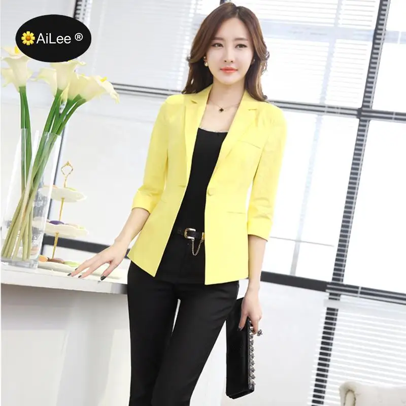 Business Formal Office Ladies Elegant Slim Blazer 3/4 Sleeve Loose Spring Autumn Suit Coat Jacket Women blazers Female Plus Size