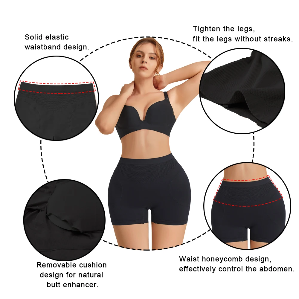 Velssut Women Butt Lifter Panties Hip Ehancer Shorts with Removable Pads Booty Lifting Underwear Tummy Control Slimming Panty