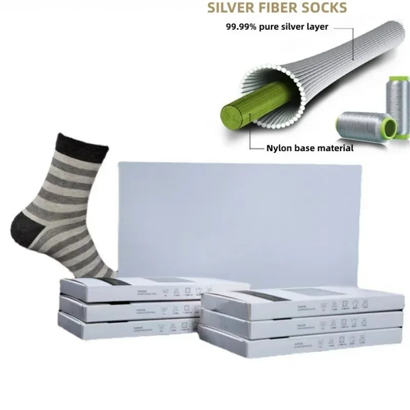 

15% Pure Silver Infused Socks Anti-Odor & Anti-bacterial Moisture Wicking for Men Socks,6 Pairs