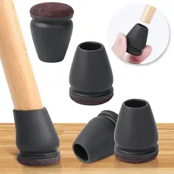 16PCS Chair Leg Floor Protectors with Thick Felt Pads and Silicone Wrap - M(20 - 27mm) (Black & White)