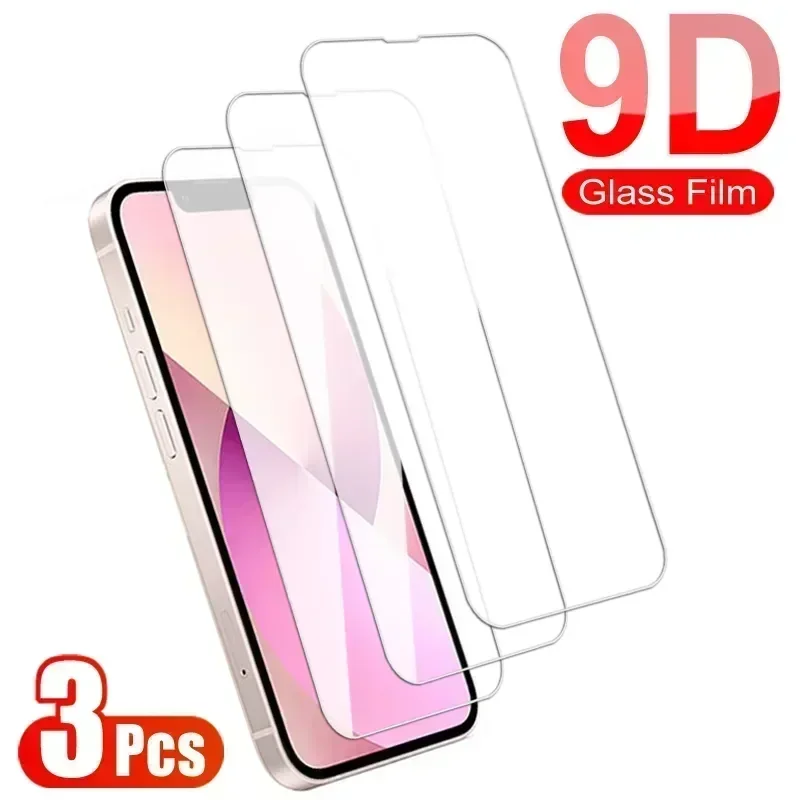 

Закаленное стекло с полным покрытием для Apple iPhone 15 14 Plus 13 12 Mini, защитная пленка для экрана iPhone X, XR, XS, 11 Pro Max, 3 шт.