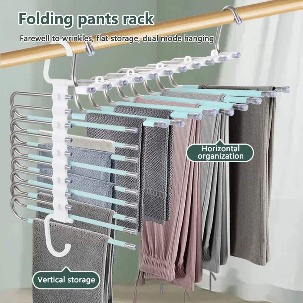 Organizador de Armario Multifuncional 9 en 1 para Pantalones, Estante Ajustable para Almacenamiento de Corbatas, Perchero de Acero Inoxidable