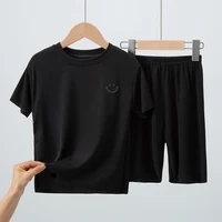 2/4 Pieces Children's Summer Thin Short-sleeved Shorts Ice Silk Suit Boys and Girls Casual Joker 4