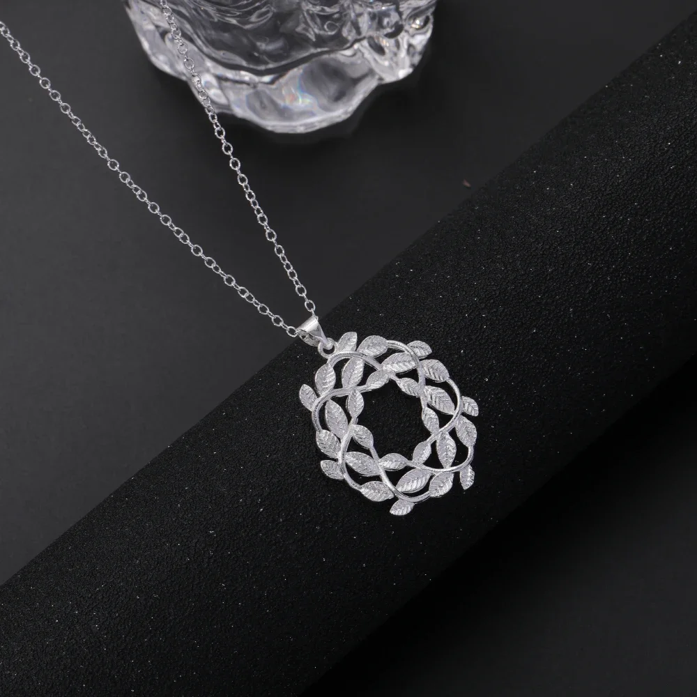 

High quality fine Flowers leaves Pendant 925 Sterling Silver Necklace for Women Christmas Gifts Fashion Luxury Party Jewelry