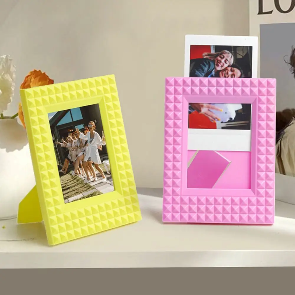 Desktop Decor Instant Camera Photo Frame Stamp Vertical Card Display Stand Rivet Creativo Per Polaroid/Fujifilm Instax