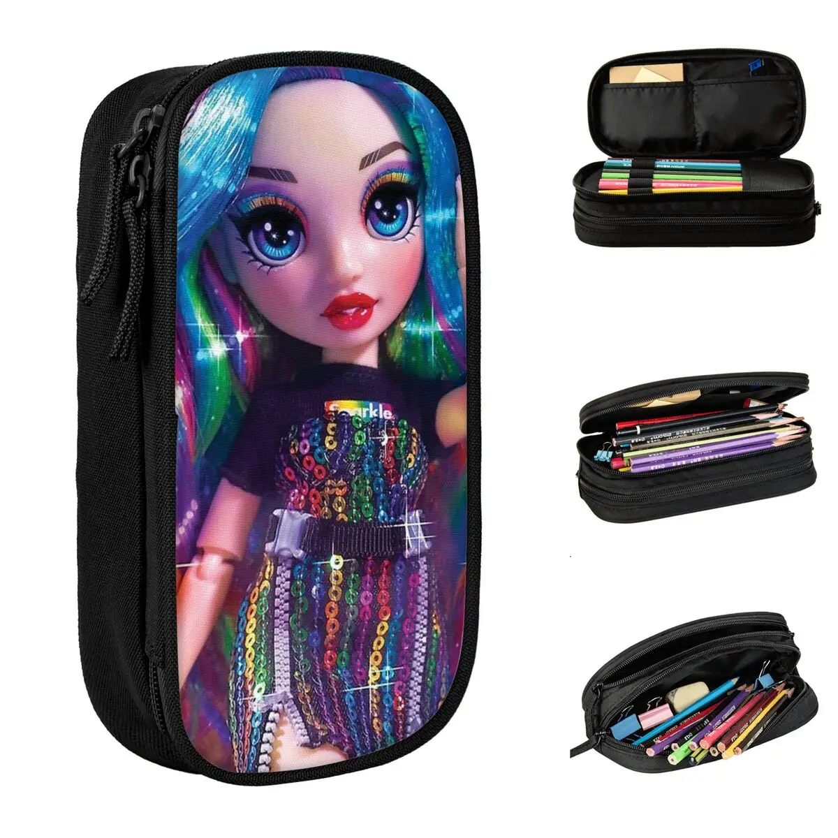 Amaya Aine Rainbow High Doll Pencil Case Pen Box Bags Girls Boys Large Storage School Supplies Pencilcases Con Cerniera