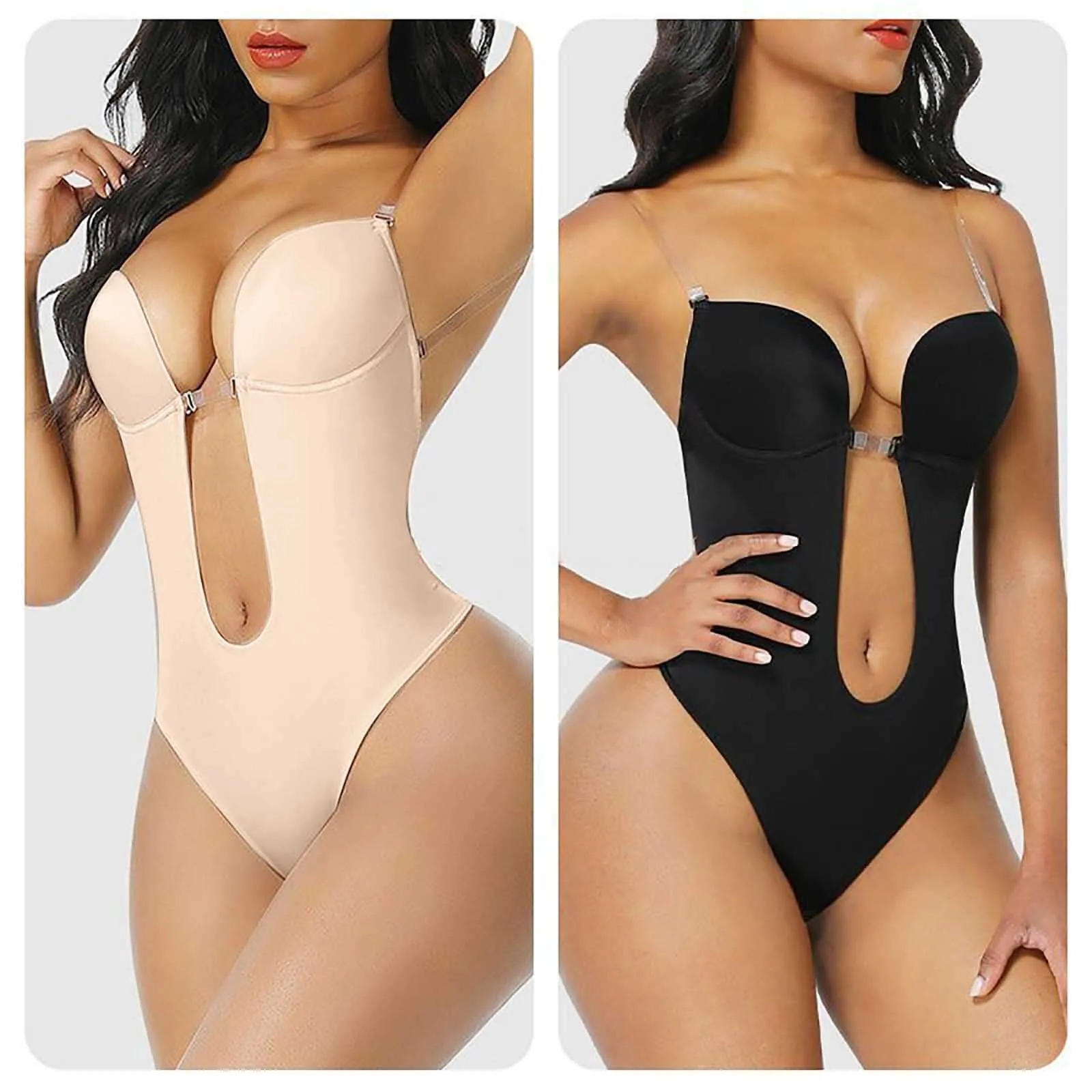 

Shapewear For Women Plus Size Backless Built In Bra Body Shaper Seamless With Open Crotch Female Bodyshaper Push Up Underwear