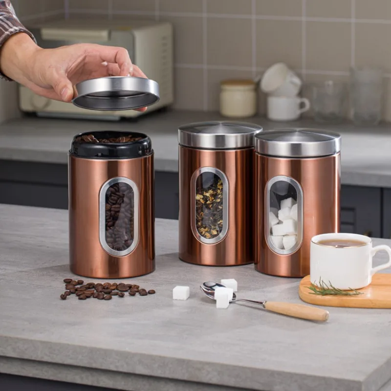 Kitchen Visual Window Storage Jar Coffee Bean Sugar Tea Storage Food ...