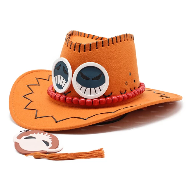 Ousyaah Cosplay One Piece Ace Hat Anime Peripheral Hat Suede Cowboy Hat :  : Toys & Games