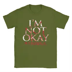 I'm Not Okay Graphic Vintage Men's T - Shirt - Short Sleeve Round Neck 100% Cotton Summer Tee - XXXL (Army green)