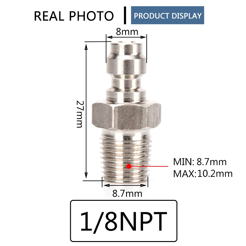 1/8NPT 1/8BSPP M10x1 Thread Quick Couplers 8MM Quick Connect Fittings quick connect fittings Refilling Adapter Air Pumps Parts & Accessories 3pcs/set