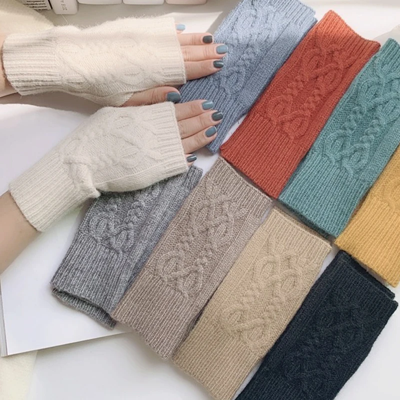 Half Finger Gloves for Women Winter Soft Warm Wool Knitting Arm Gloves fleece fingerless gloves,wool gloves,fingerless gloves,half finger gloves,winter gloves