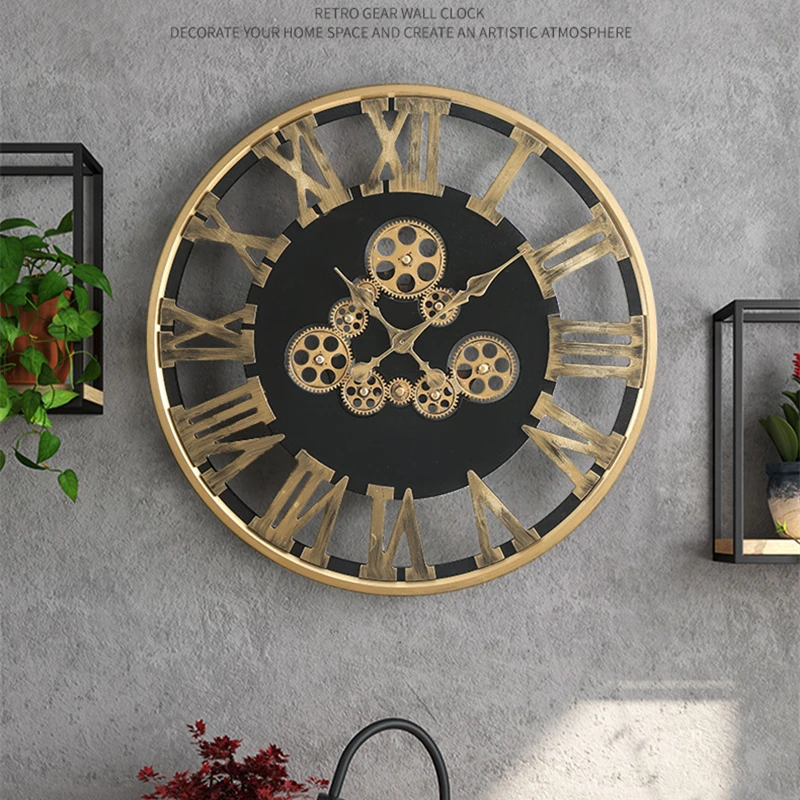 Orologi da parete con ingranaggi in stile industriale retrò artistico  creativo stile meccanico decorativo orologio da parete decorazione da parete  per l'home Office - AliExpress