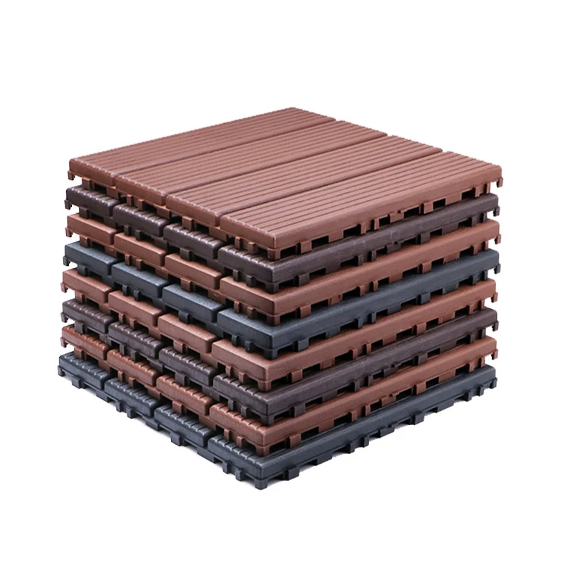 30x30cm Wooden Decking Tiles Hardwood Interlocking Patio Deck Tiles Composite Floor Covering For Garden Wood Flooring