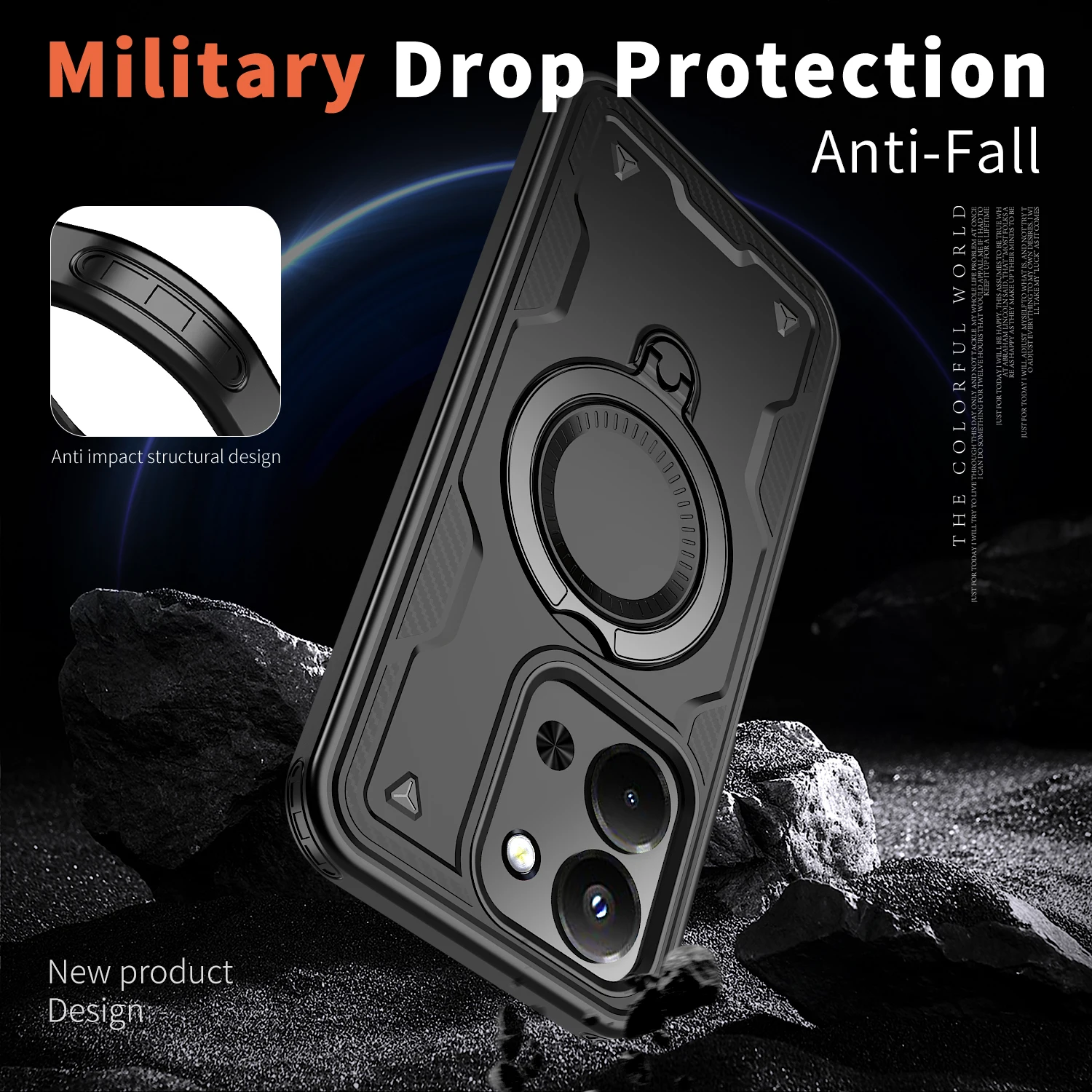 Enhanced Armor Shockproof Case with 360° Rotating Magnetic Stand