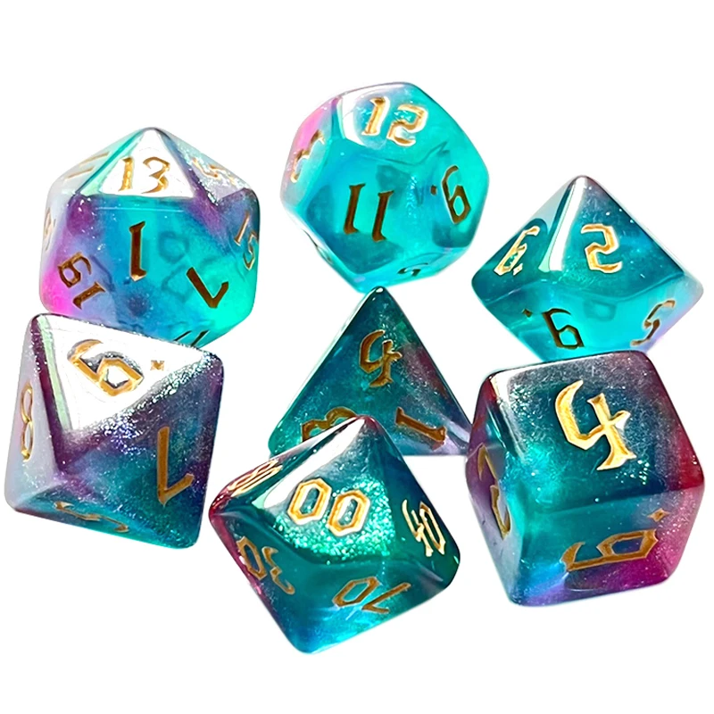 7Pcs/lot Game Dice Set DND Game Dice Polyhedral Colours Mixing Digital Dice for Gift Playing Board Card Games Accessories