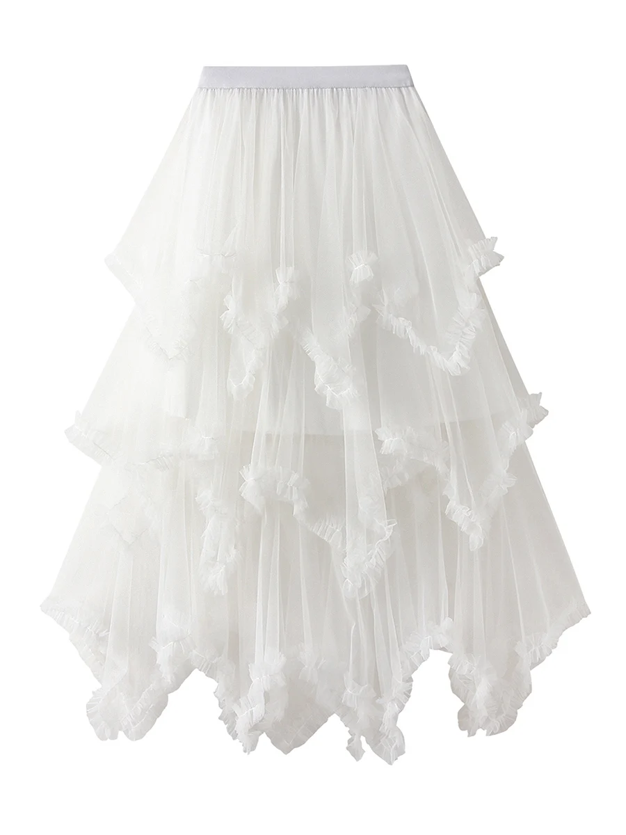 

Женская многоярусная Тюлевая юбка макси, официальная юбка-пачка, Женская трапециевидная фатиновая юбка миди с эластичным поясом, одежда для вечеринки