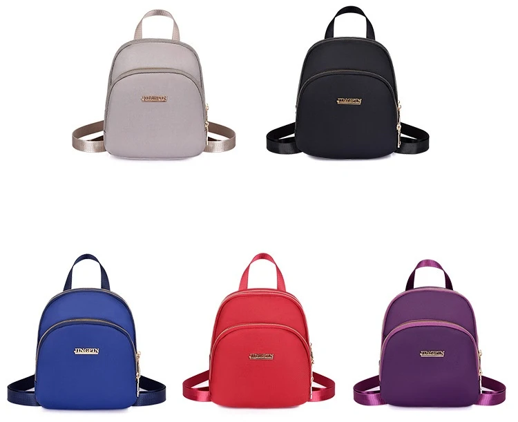 Women Backpack Compact Small Waterproof Oxford Cloth  Mini Backpack Wild Solid Color Korea Japan Student Mobile Phone Bag