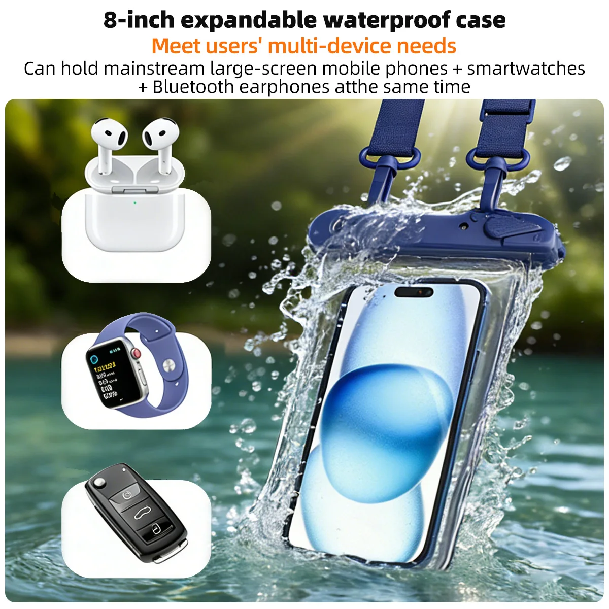 Waterproof Phone Pouch with Lanyard - Universal Swimming and Dry Bag