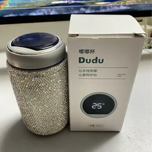  Temperature Display Thermos Bottle 316 Stainless Steel Water Bottle 300ml Bling Rhinestones Vacuum Flasks Coffee Cup Car Tumbler 