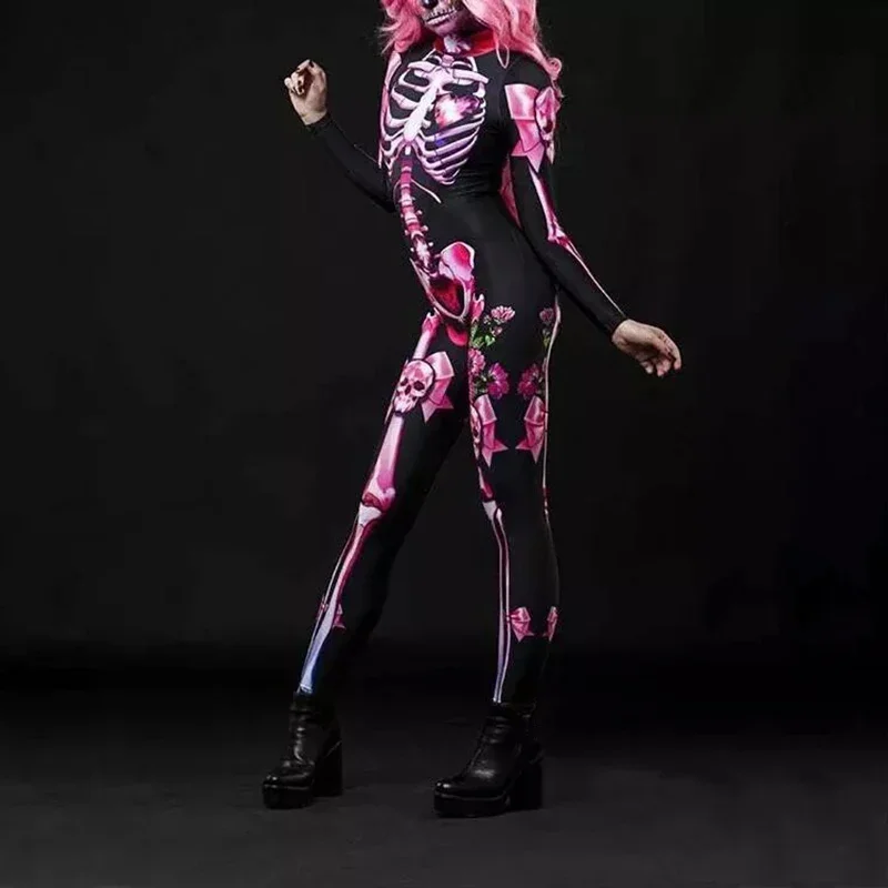 Halloween Costumes Rose Skeleton Adult Kids Jumpsuit
