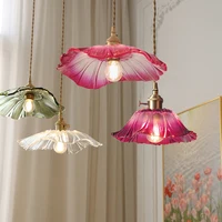 Vintage Pendant Lights Flower Glass Hanging Lamps Home Decoration Lighting Living Room Bedroom Bedside Light Fixture Indoor Shop 1