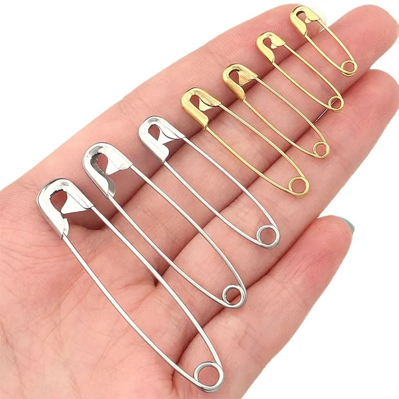 100Pcs 실버 녹 방지 내구성 안전 핀 멀티 크기 19mm 22mm 27mm 32mm 38mm 45mm 55mm DIY 공예 봉제 액세서리