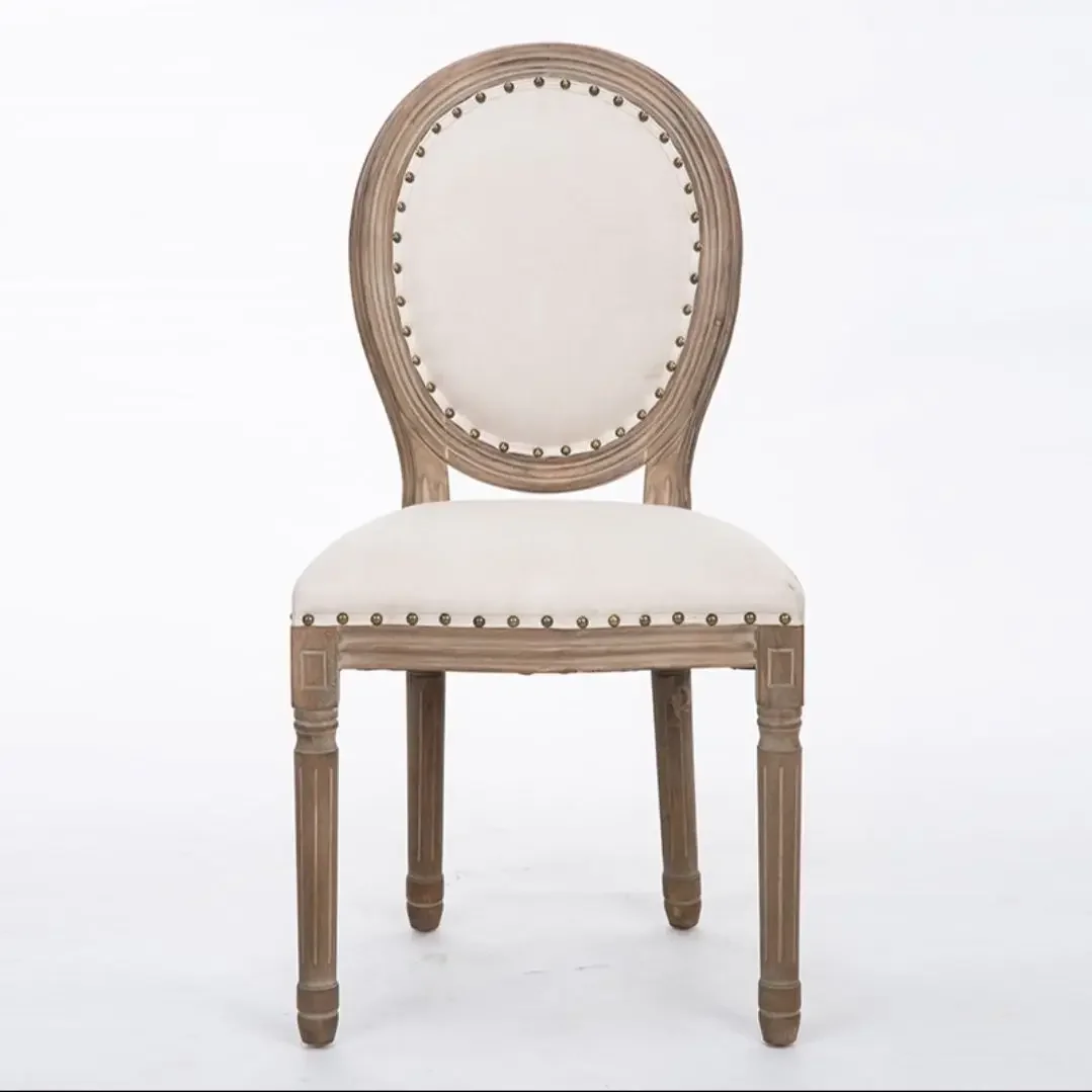 

3 Vintage rattan dining chair Solid wood French chair back Cafe Bar Homestay American country leisure armchair