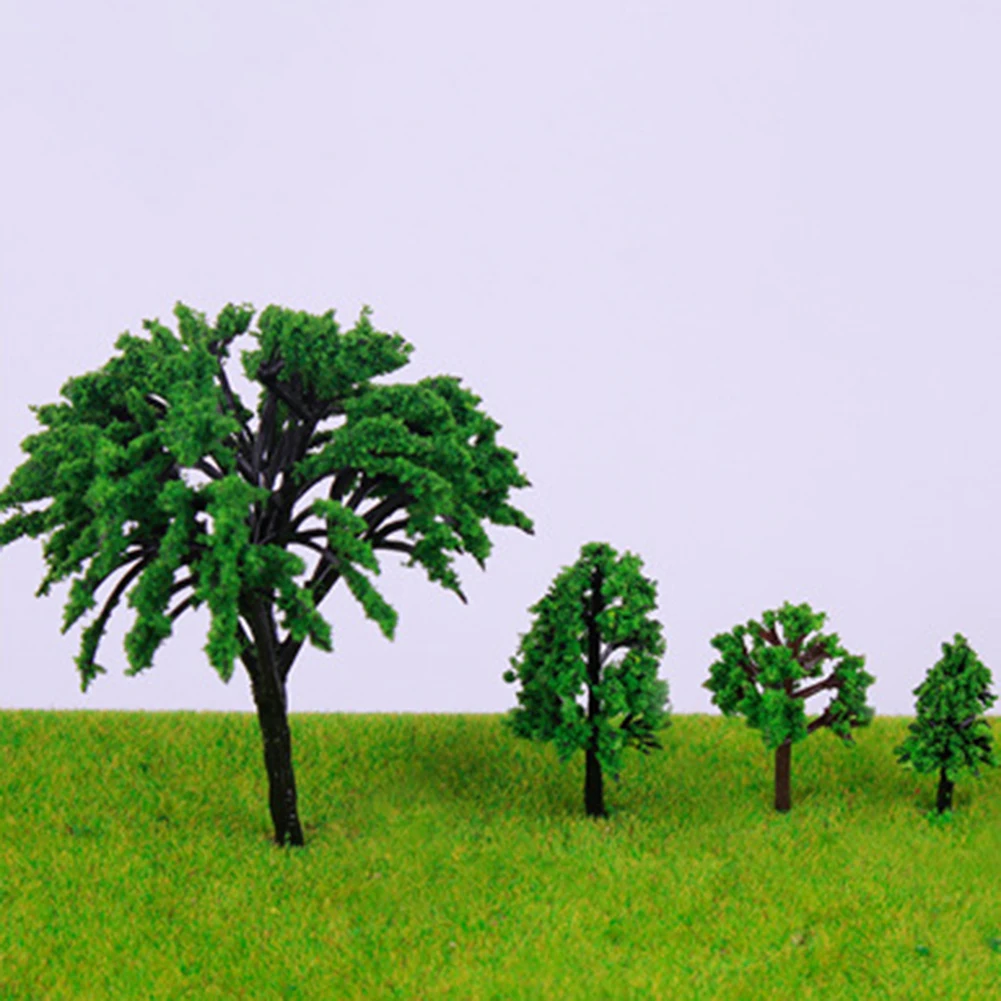 50 Stücke Kunststoff Modell Zug Miniatur Baum Landschaft DIY Outdoor Landschaft Eisenbahn Gebäude Landschaft Sand Tisch Modelle Dekoration – Detail 6