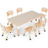 Kids Table and 6 Chairs Set, Height Adjustable Graffiti Table,Preschool Activity Art Craft Table,for Daycare Classroom Home Boys 1