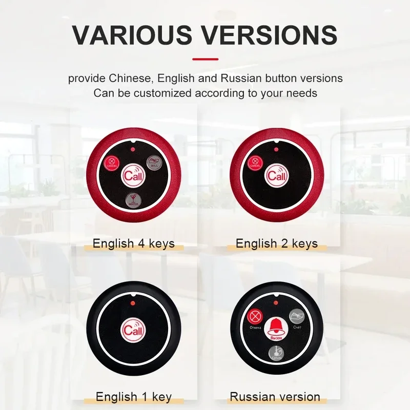 QWICALL 50Pcs Wireless Calling System Pager Waterproof Call Button for Bar,Restaurant,Office,Cafe Call waiter Service Bell