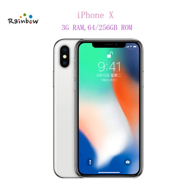 Original Apple iPhone X 3GB RAM 64GB 256GB ROM Face ID 5.8" iOS Hexa core 12.0MP Dual Back Camera Unlocked 4G LTE Mobile Phone
