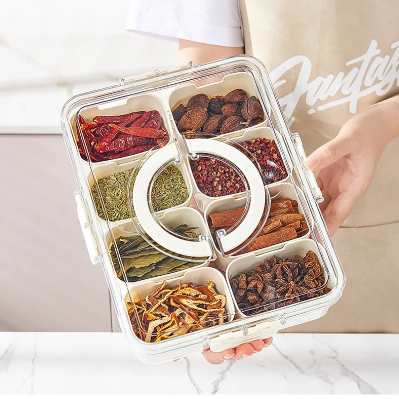 Plateau de service divisé avec couvercle, récipient de stockage des aliments, boîte à collation, récipients de collation à 4/8 compartiments, récipients de stockage de fruits