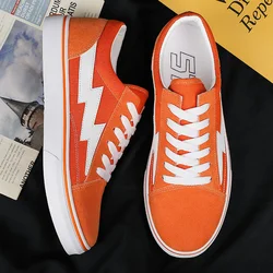 Orange White Men's Vulcanized Shoes Classic Lightning Skateboard Shoes Fashion Boys Vulcanized Shoe Street Skateboarding Sneaker