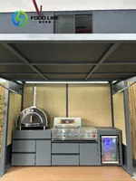 ชุดครัวกลางแจ้งพรีเมียมปี 2025 ทนทานต่อทุกสภาพอากาศ พร้อมเตาปิ้งย่างสแตนเลส อ่างล้างจาน ตู้เย็น และศาลาอะลูมิเนียมแบบกำหนดเอง 2