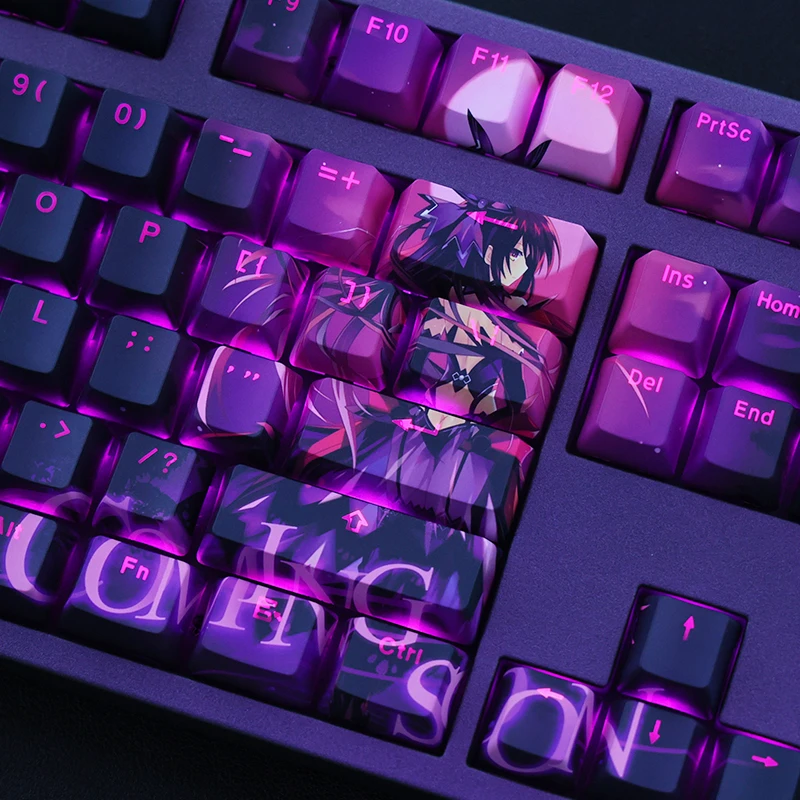Pbt Dye Subbed Keycaps Duas Dimensões Anime Key Caps Perfil Oem Keycap Retroiluminado para Data a Live Princess Yatogami Tohka Conjunto - Imagem 2
