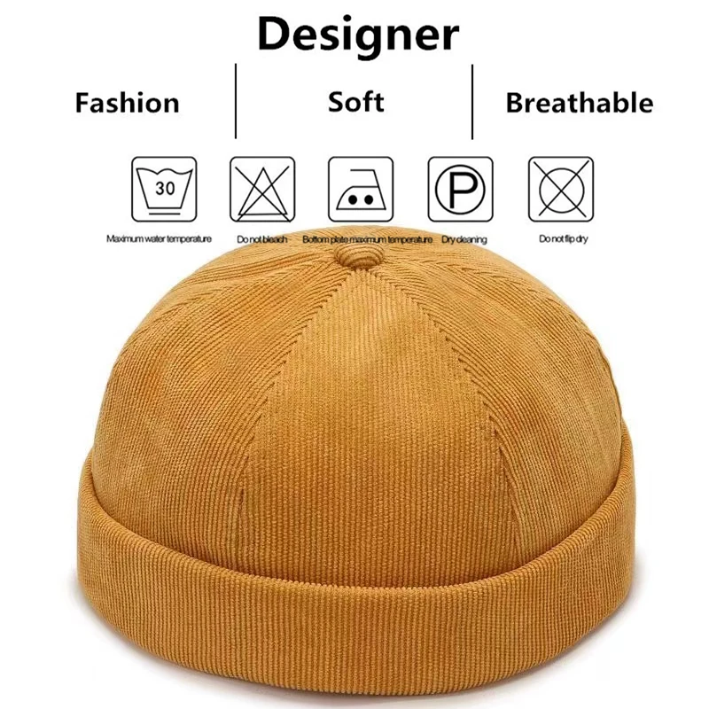 Mowen's Corduroy Beanie Hat Korean Version Street Hat Beanie Melon Skin Caps Fashion Versatile Adjustable Guppi Hip Hop